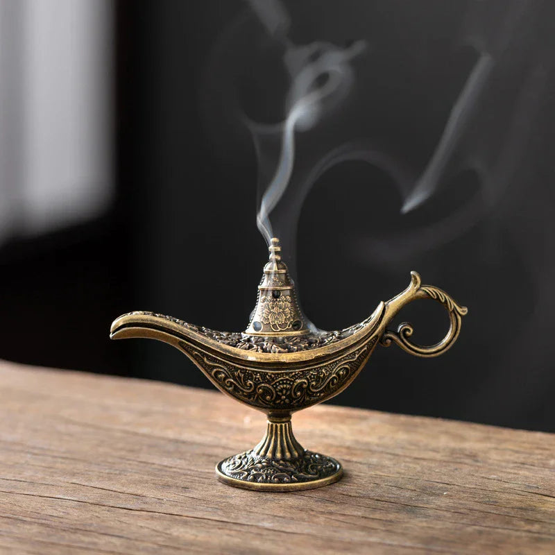 Arabic Incense Burner Antique Style Lamp Metal Incense Burner Scented Unscented Candle Holder Home Decor Gift