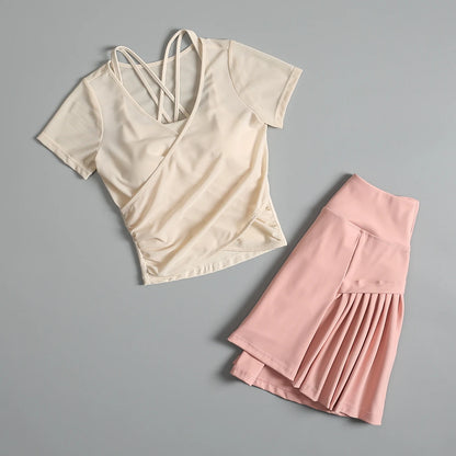 Tennis sports suit for women in summer slim slim yoga quick-drying breathable clothes outdoor badminton fitness exercise clothes