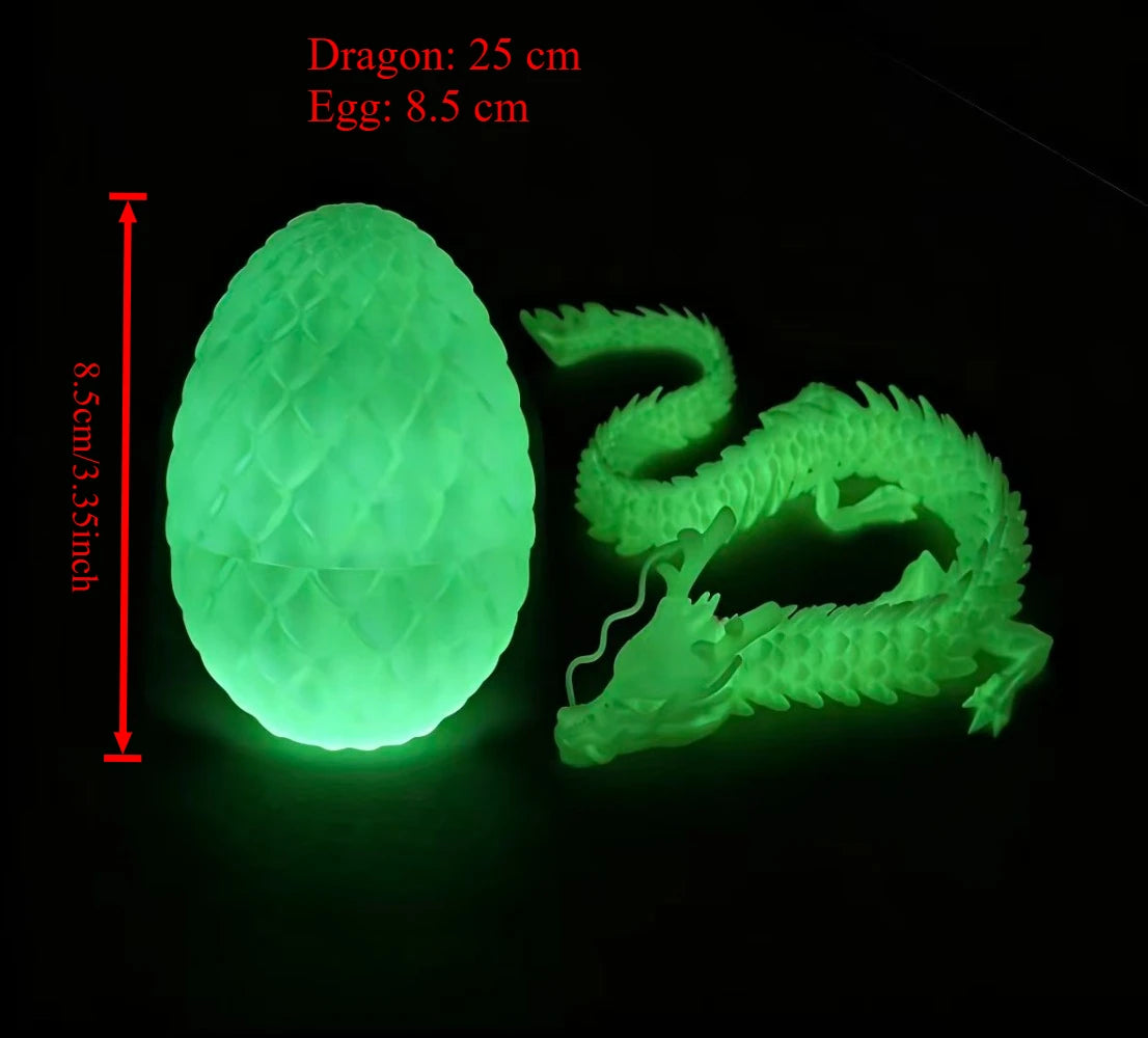 Flexible Articulated Dragon Miniature Model with Egg Decorative Craft 3D Printing Ornament for Bedroom Shelf Desktop Adornment