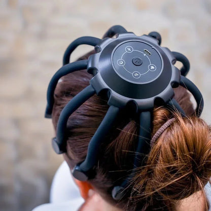 Bluetooth Head Massager Octopus Design Smart Vibration Scalp Relaxation Tool For Stress Relief Sleep Aid And Home Massage Use