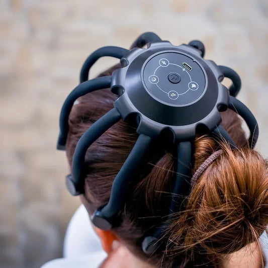 Bluetooth Head Massager Octopus Design Smart Vibration Scalp Relaxation Tool For Stress Relief Sleep Aid And Home Massage Use
