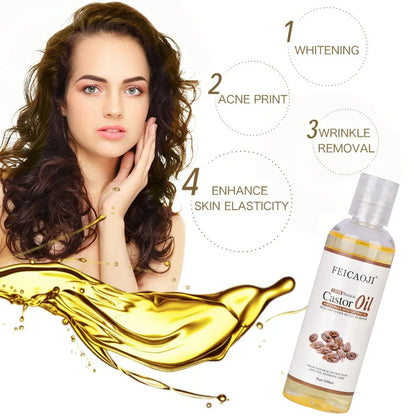 100% Organic Pressed Castor Oil for Face Relaxation Essential Oil Mixing Massage Body Oil Moisturizer Whitening For Skin 100ml