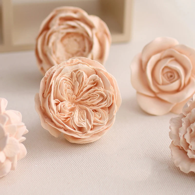 Rose Flower Aromatherapy Wax Ornament Silicone Mold DIY Gypsum Plaster Car Decoration Molds Candle Resin Mould