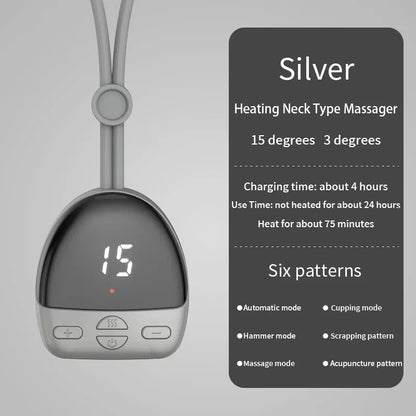 Portable Electric Neck Massager EMS Pulse Cervical Spine Massager 3 Gear Hot Compress Smart Neck Massage Muscle Relaxation Tool