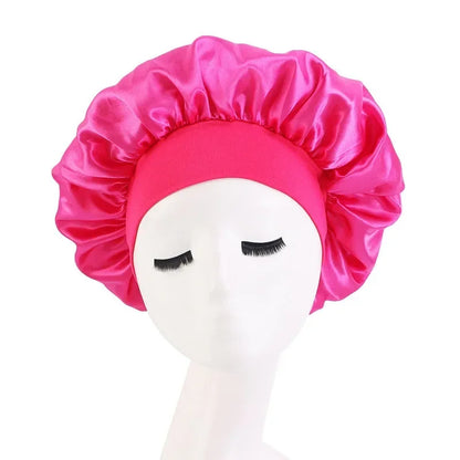 Hair Bonnet for Sleeping Silk Nightcap Satin Elastic Narrow Brim Shower Cap Round Hat Home Hair Care Cap Satin Bonnet