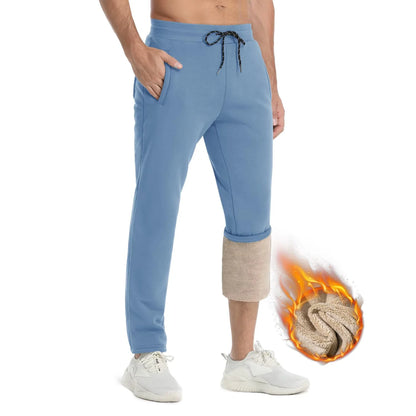 TACVASEN Winter Fleece Pants Mens Thicken Warm Thermal Trousers Drawstring Elastic Waist Jogging Pants Fitness Running Jogger