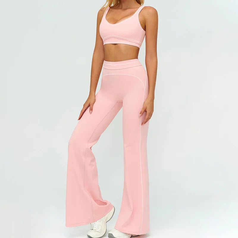 TRY TO BN Women's Tracksuit Yoga Sets Sports Vest Contrasting Color High Waisted Leggings Fitness Two Pieces Running Gym Clothes
