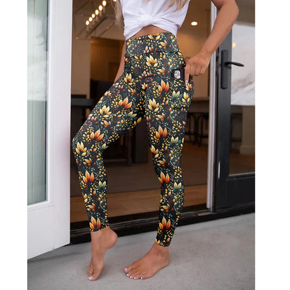 LETSFIND New Arrival Women Pockert Elastic Pants Fashion High Waist 3D Digital Printing Stretch Fitness Sexy Girls Leggings