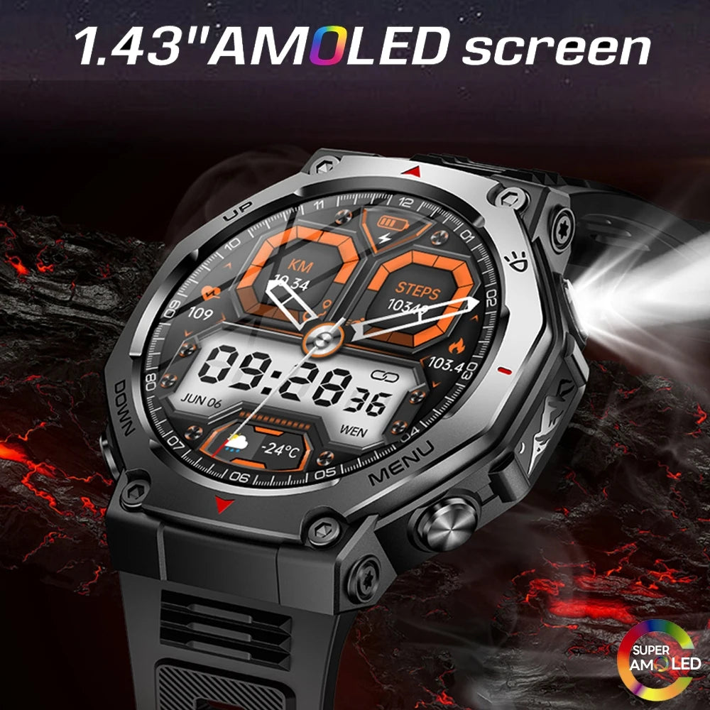 T-Rex 3 Ultra GPS Smart Watch 5ATM Waterproof Fitness Tracker 1.43-inch AMOLED Screen Military Sports Smartwatch Men