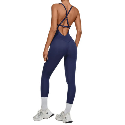 Female Jumpsuit One Pieces Fitness Overalls Body Sexy Bodysuit Sports Jumpsuit Sportswear Purple Woman Clothing Elegant Backless