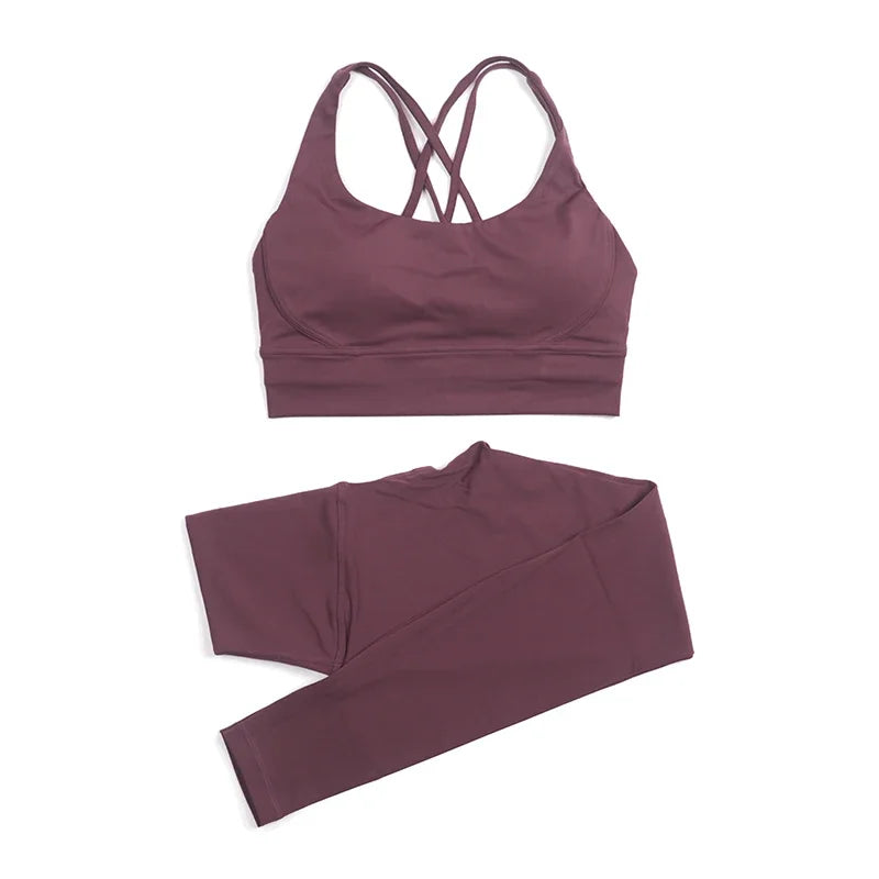 TRY TO BN Yoga Set Fitness Sports Bra Naked Leggings Women's Tracksuit Sportwear Breathable Workout Two Pieces Suit Gym Clothing