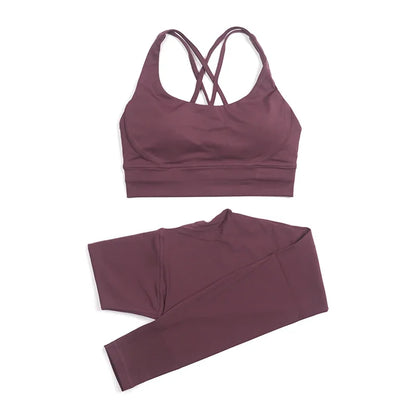 TRY TO BN Yoga Set Fitness Sports Bra Naked Leggings Women's Tracksuit Sportwear Breathable Workout Two Pieces Suit Gym Clothing