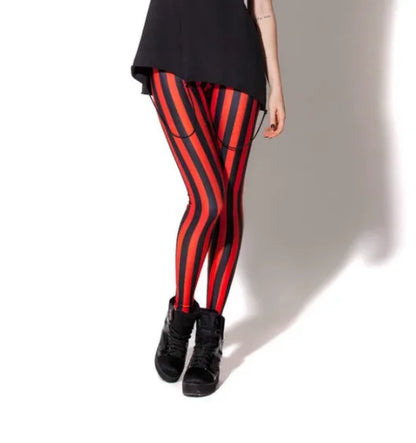 Autumn Poker Flower Leggings Halloween Printed Fashion Stretch Female Leggins For Women Leggin Punk Rock Clothing
