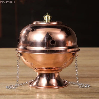 Hanging Incense Burner Red Copper Zen Engraved Stupa Aromatherapy Stove Meditation Smoke Furnace Orientale Altars Decorative
