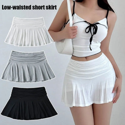 Y2k Style Mini Skirt Women High Waist Pleated Skirts Summer Soft Modal Sports Short Fitness Skirt Casual A-line Pleated skirt