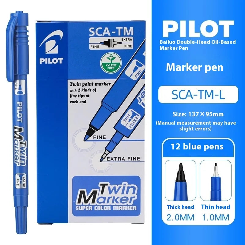 Pilot SCA-TM Dual-Tip Marker,Water-Based Vibrant Quick-Drying Twin-Tip Permanent Ink Pens for Journaling,Scrapbooking&DIY Crafts