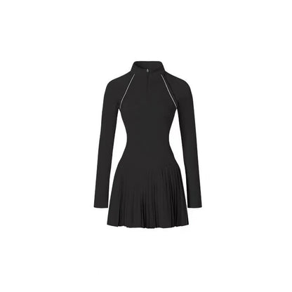 Detachable Sleeves Women's Athletic Tennis Mini Dress with Built-in Shorts for Workout Golf Fitness Sports