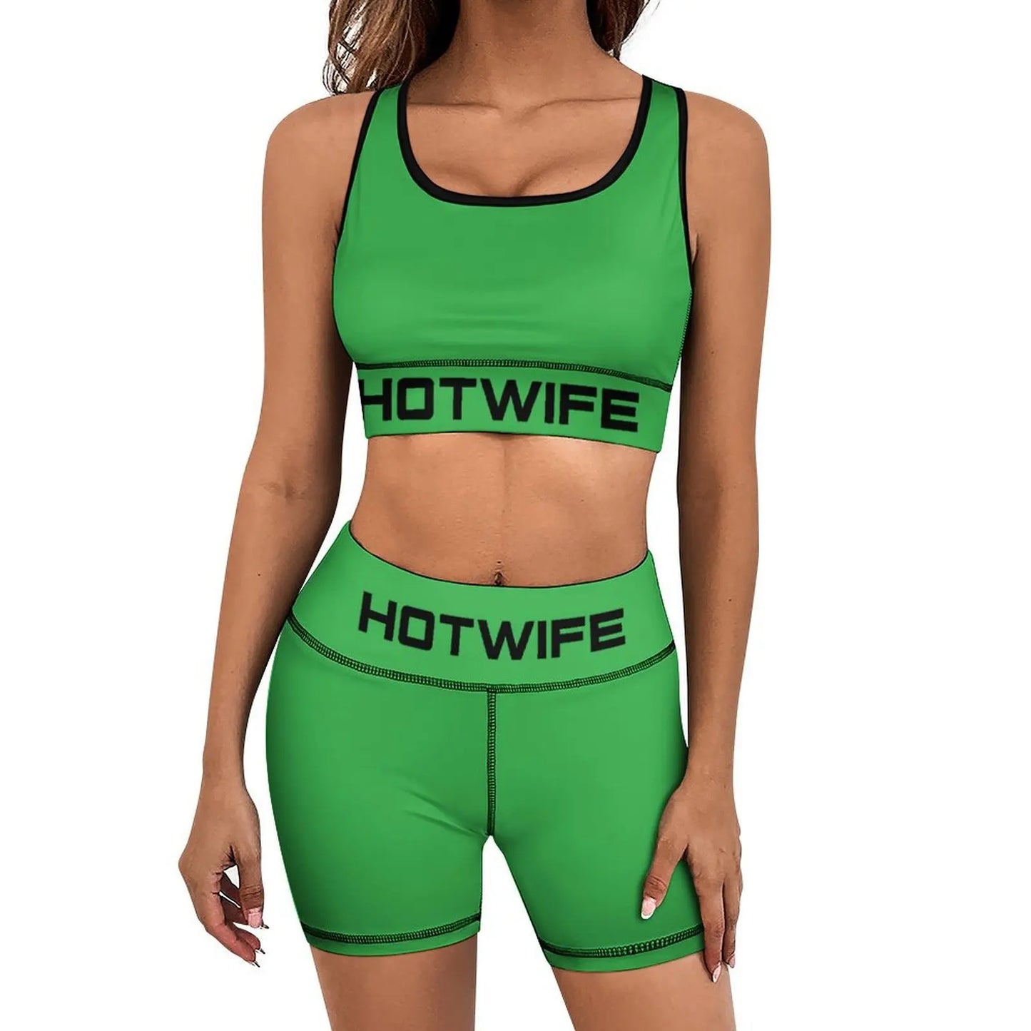 Hot Wife Pattern design Workout Outfits for Women 2 Piece Square Collar Sport Bra High Waist Yoga Leggings Sets