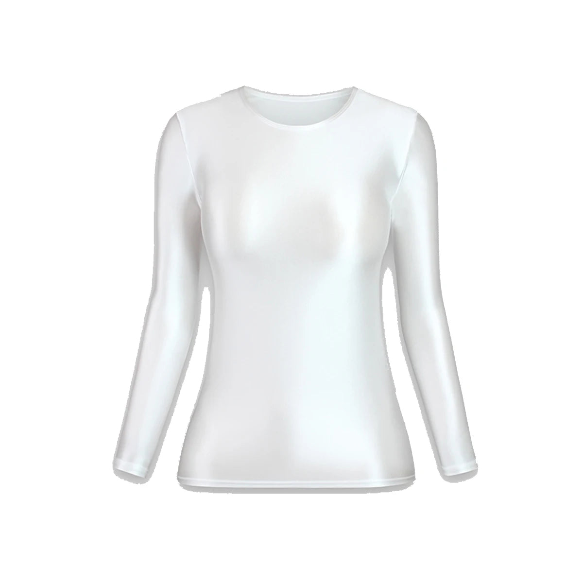 MJINM Glossy Satin Elastic Crewneck Longsleeve Breathable Tops Blouse Streetwear Sport Fitness Yoga Tees Casual Tight Undershirt