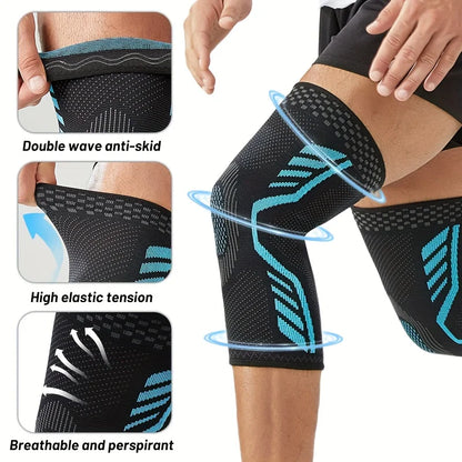 2pcs Professional Non Slip Nylon Sports Knee Support Sleeve High Elastic Compression for Basketball Cycling Running Gym Unisex