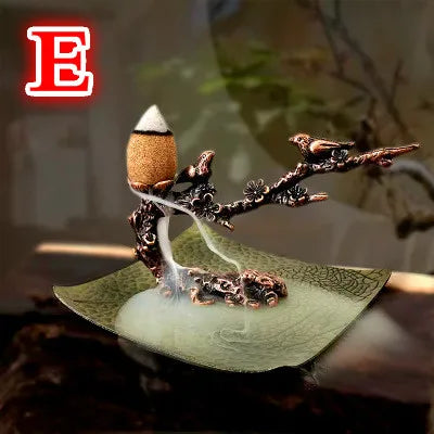 Incense Burner Aroma Burner Creative Lotus Bunrer Cones Backflow Incense Holder Plum Branch Home Decor