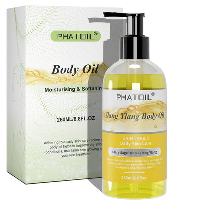PHATOIL 260ml Body Oil For Moisturizing & Soothes Skin Ginger Grapefruit Rose Lavender Massage Body Oils Long-Lasting Fragrance