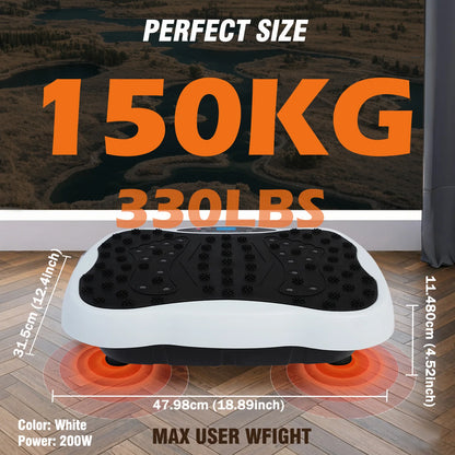 Full-Body Vibration Plate Exercise Machine Fitness Equipment Workout 330lbs Weight Loss with Resistance Bands Remote Control