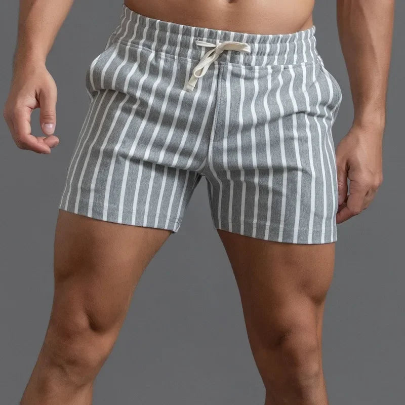 Men Clothing 2026 New Cotton Sports Shorts Men's Quarter Pants Vertical Stripe Couple Pants Fitness Running Casual Mens Shorts