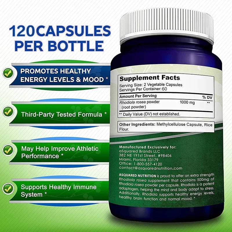 Rhodiola Rosea with Black Pepper Supplement - Confront Stress, Improves Mood, Increases Focus & Energy, Supports Brain Function