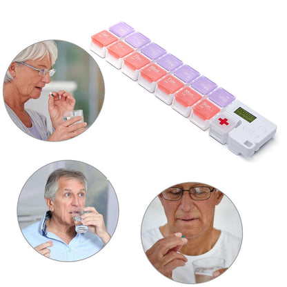 7 Day Pill Organizer 2 Times A Day Medicine Organizer with Timer Reminder Alarm Pill Box for Pills/Vitamin/Fish Oil/Supplements