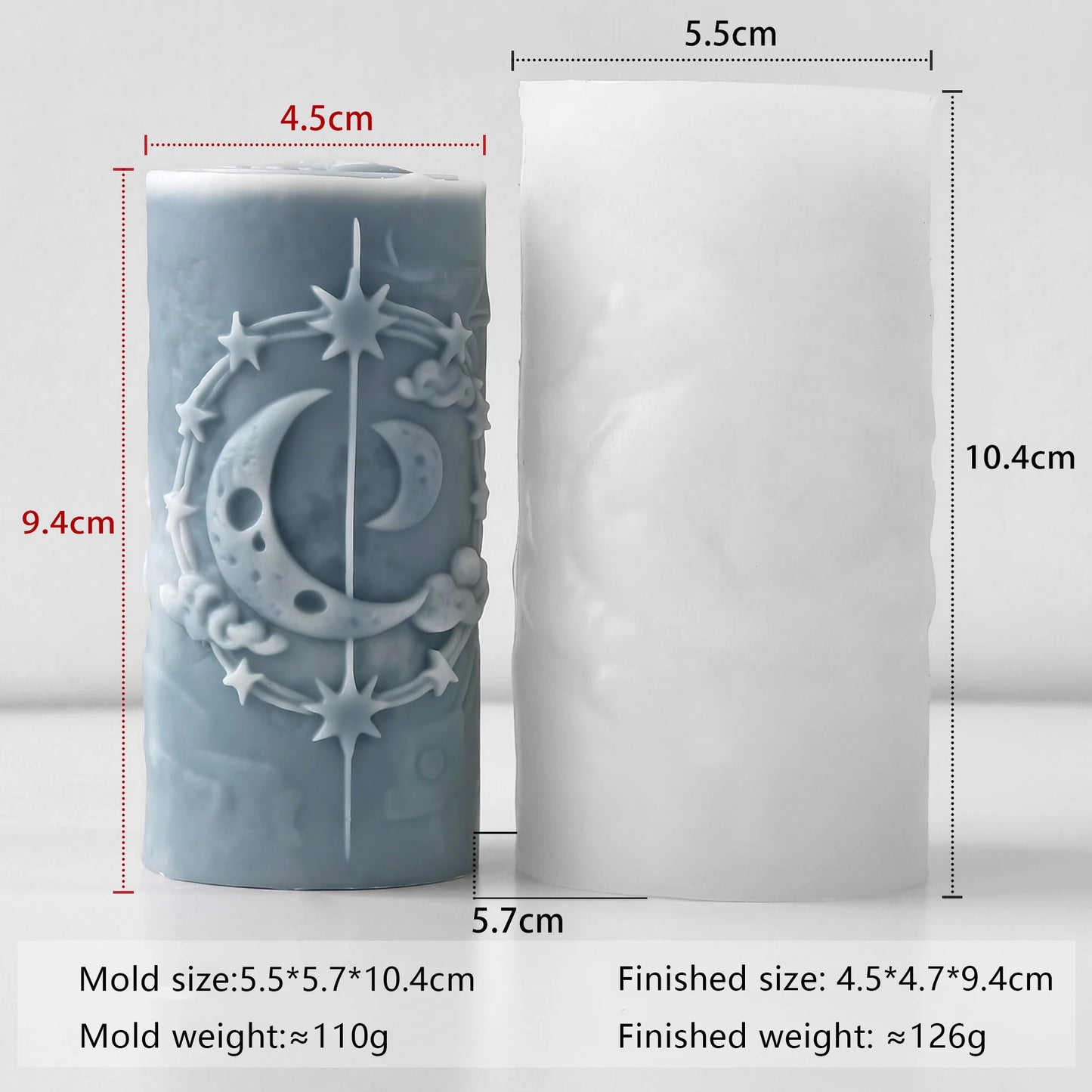 Star and Moon Pillar Candle Mold Celestial Cylinder Silicone Mold DIY Aromatherapy Wax Craft Home Decor Night Sky Theme