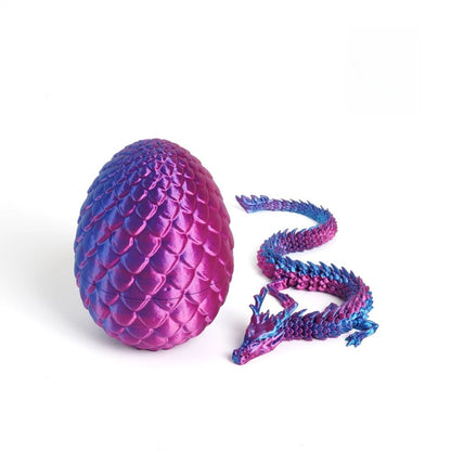 Flexible Articulated Dragon Miniature Model with Egg Decorative Craft 3D Printing Ornament for Bedroom Shelf Desktop Adornment