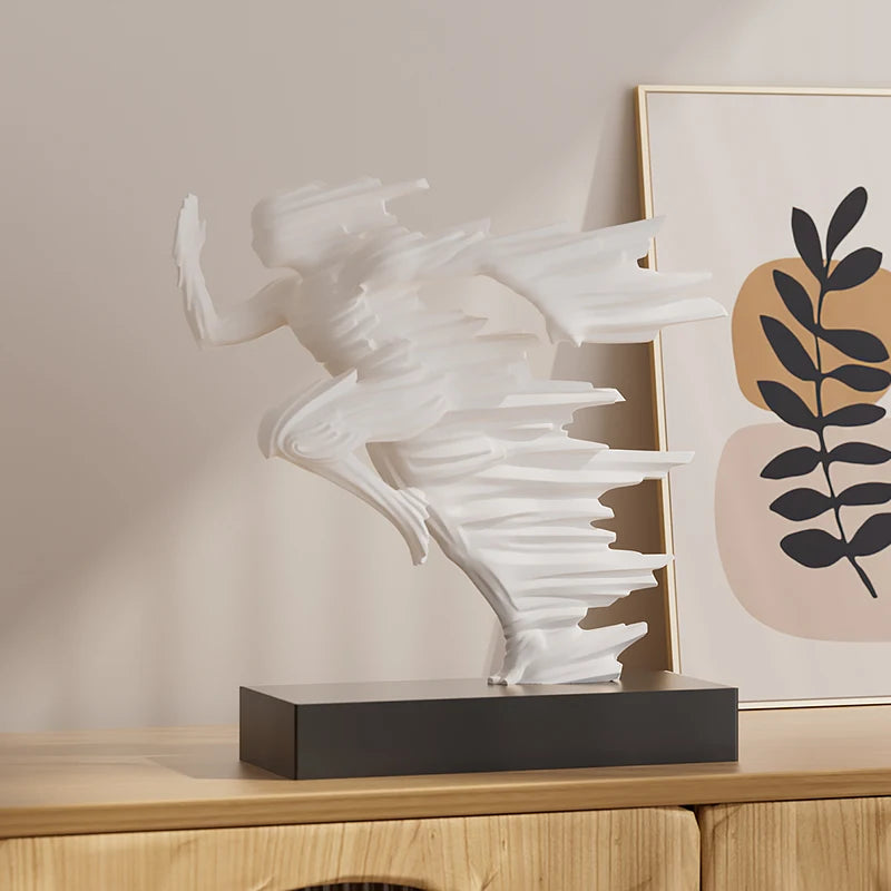 Exquisite 23cm Resin Running Style Man Statue, Stylish Golden Sculptures For Modern Home Office Decoration, Abstract Figurines