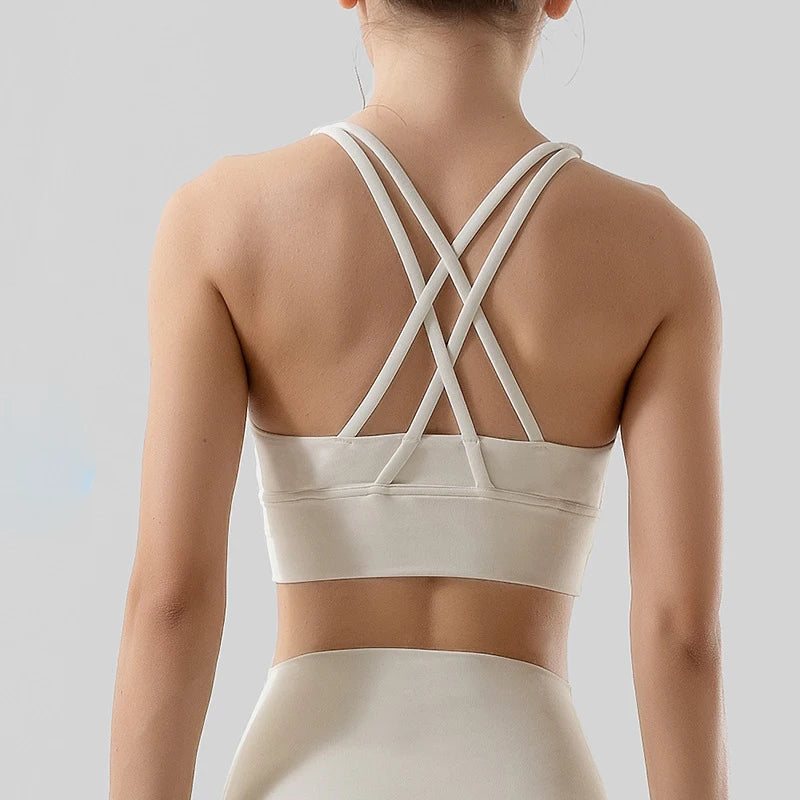 TRY TO BN Women Bra Yoga Sports Bralette Nylon Breathable Fitness Top Underwear Cross Sexy Back  Anti-Shake Gym Female Bras