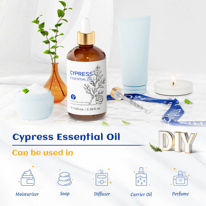 HIQILI Pure Cypress Essential Oil Aromatherapy Grade for Diffuser DIY Soap Bath 100ML Natural Plant Spearmint Vetiver Oil