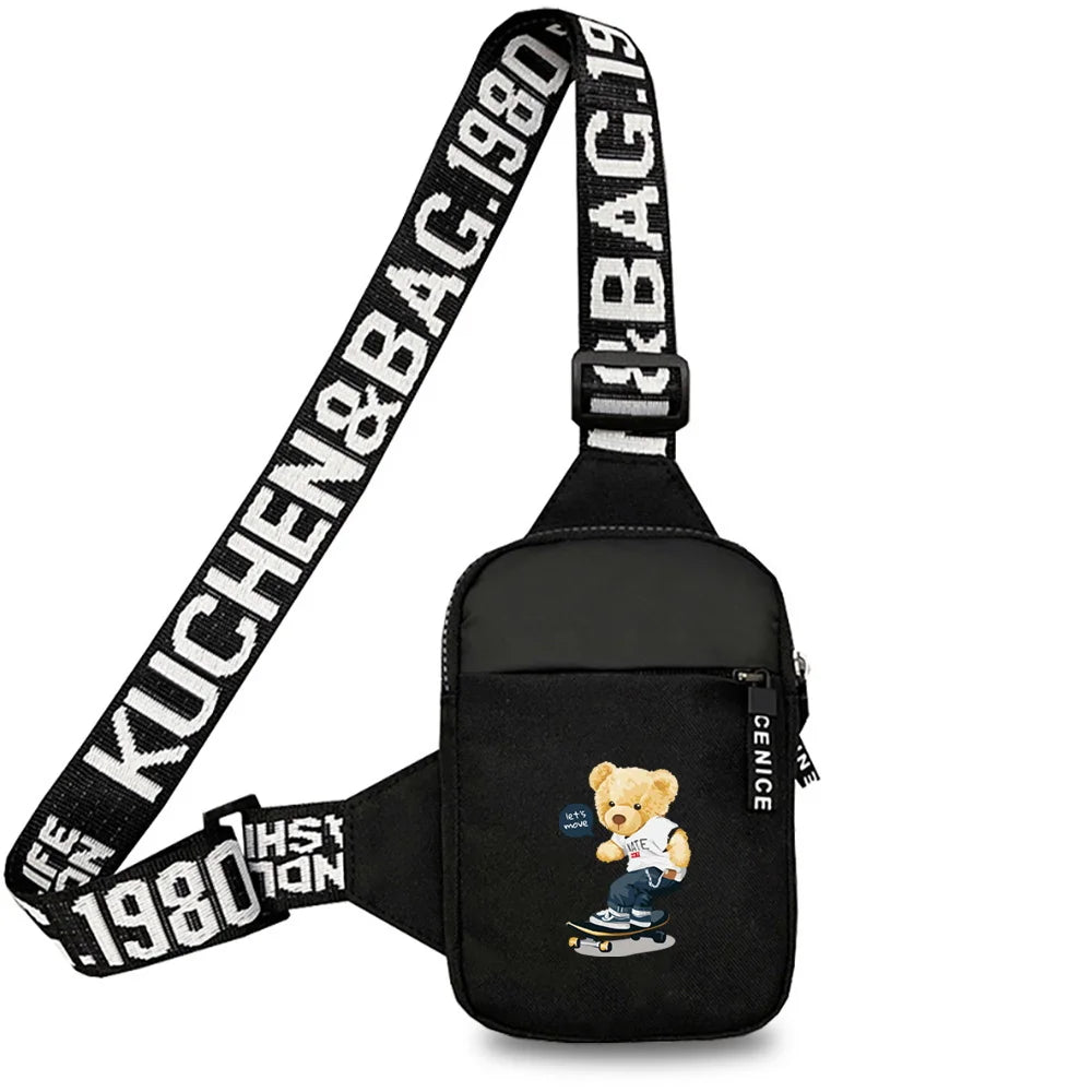 Chest Pack Fitness Yoga Outdoor Mini  Men Sports Running Bear Printing Series Fashion Chest Bag for Women for Men