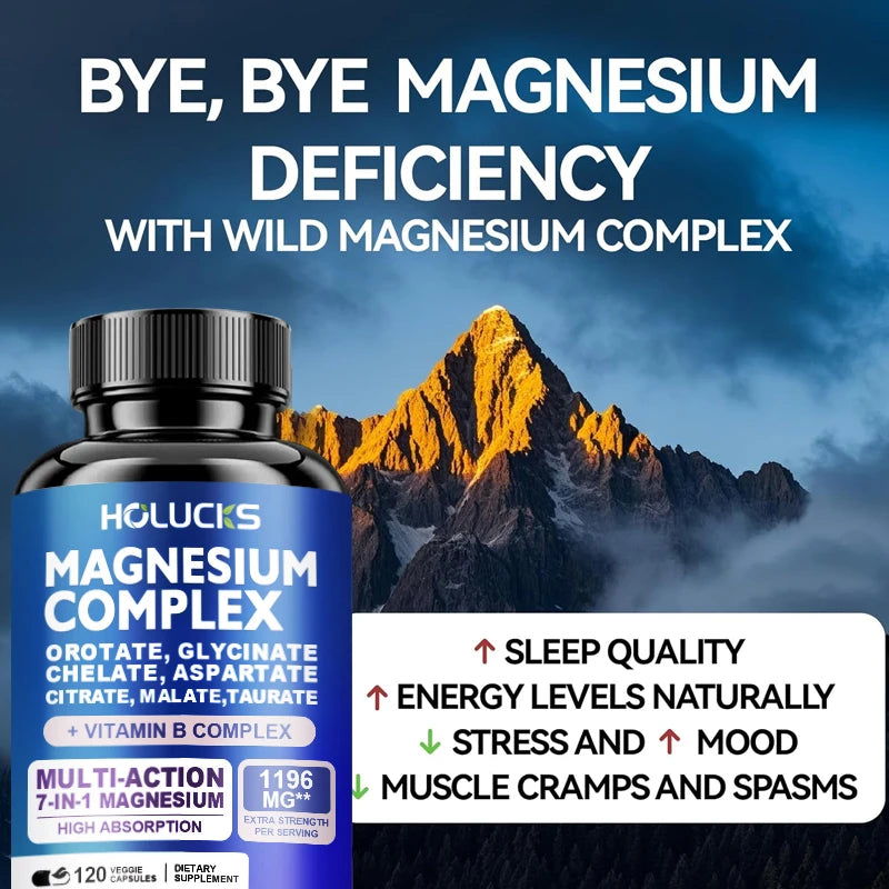 Magnesium Complex Supplements-Memory,Bone & Promotes Brain Health, Sleep Support,Muscle Relaxation,Stress & Anxiety Relief