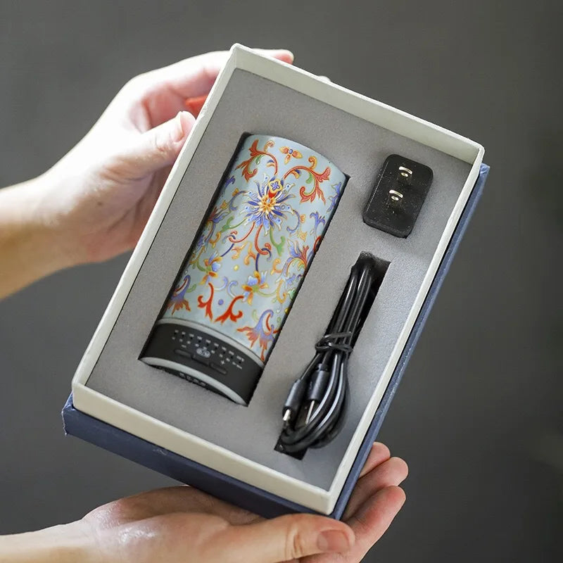 Electronic Incense Burner Enamel Ceramics Charge At Regular Time Temperature Regulation Incense Burner Ornament Gift Box