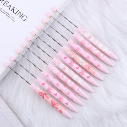 40Pcs Bowknot Pink Color Scheme | DIY Bead Ballpoint Pen for Crafting, Journaling & Party Favors