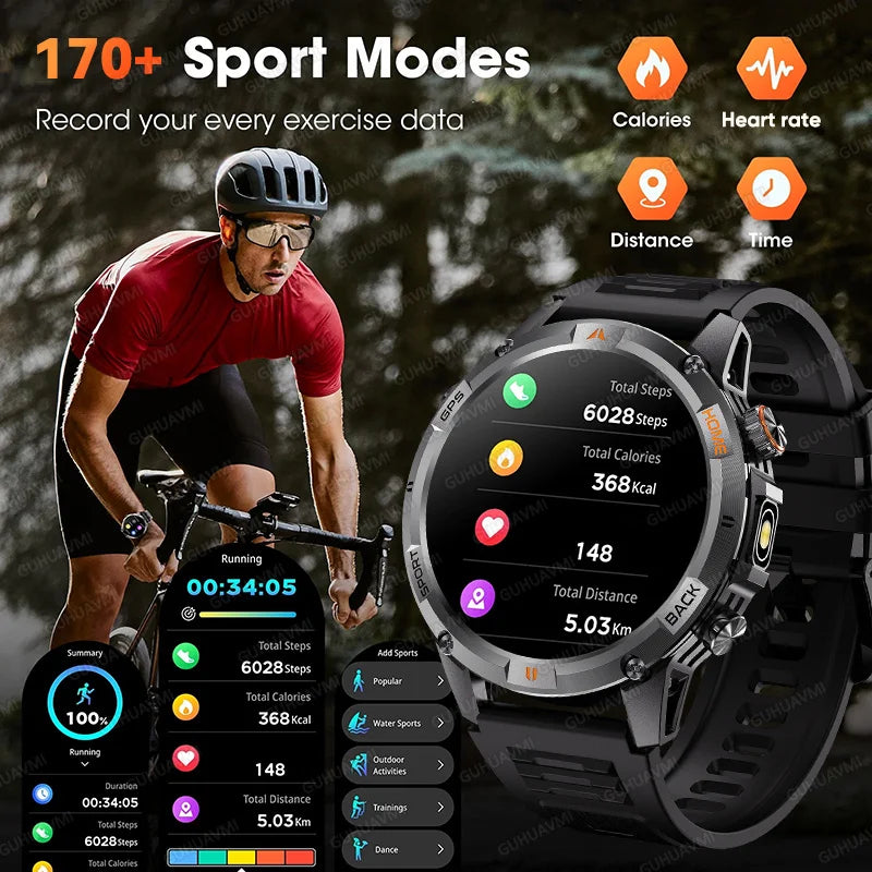 New T-Rex3 Ultra Dual band GPS Tracker Smart Watch Compass 10ATM Waterproof Sports fitness BT call Outdoors Military Smartwatch