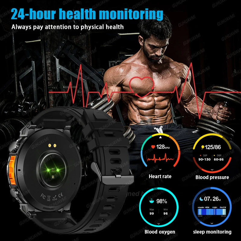 2026 Outdoor GPS Sports Smart Watch Men Built in GPS Compass 5ATM Waterproof Bluetooth Call HD AMOLED Screen Fitness Smartwatch