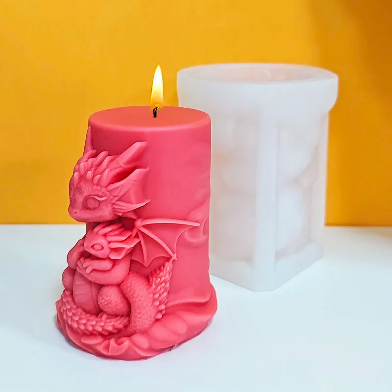 [Creative Handcrafts] Warm and Cozy Double Dragon Hug Candle Mold Parent-Child Theme Gift Decoration Making Aromatherapy Silicone Tool Easy to Demold and Reusable