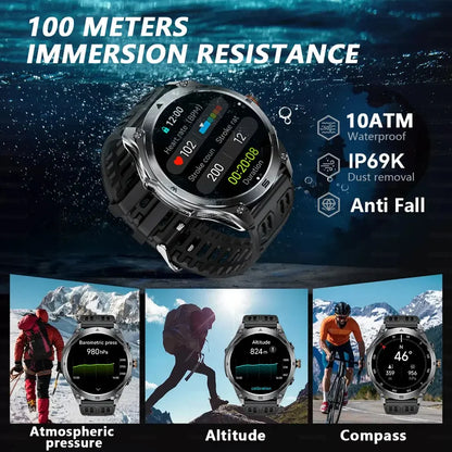 2026 New Genuine Watch Smart Watch Men AMOLED Flashlight 1000Mah Battery 10ATM Waterproof Fitness Track Call Smartwatches