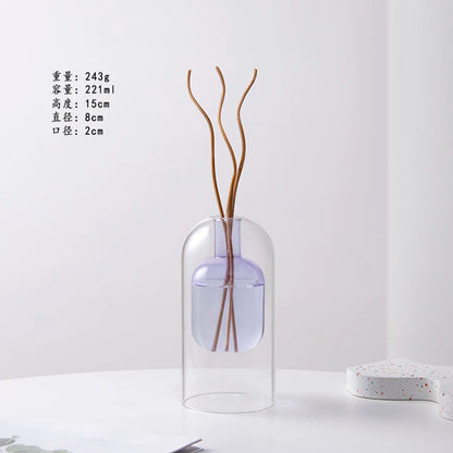 Double Glass Vase Hydroponic Plant Flower Arrangement Glass Empty Bottle Ornaments Simple Essential Oil Aromatherapy Bottle