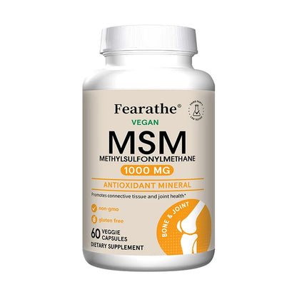 MSM 1000 Mg - 120 Veggie Capsules - Methylsulfonylmethane - Dietary Supplement Antioxidant, Supports & Strengthens Joints