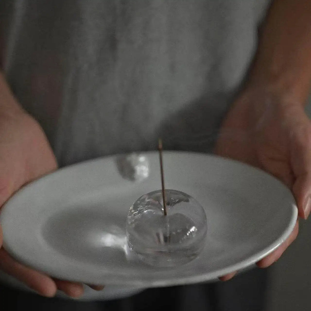 Handmade Air Bubble Glass Flat Line Fragrance Inserted Holder Aromatherapy Ornaments, Incense Sticks Tray Decorative Accessories