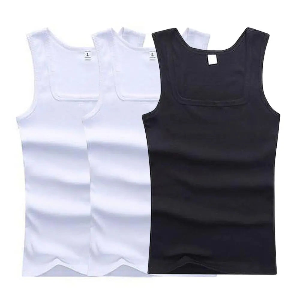 3pcs/set Four Seasons Men Tank Tops Black White Gray Singlets Sleeveless Men Vest Casual Bodybuilding Vest Sport Fitness T-shirt
