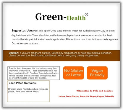 Organic Maca Root Transdermal Patches with Black + Red + Yellow Peruvian Maca Root Extract for Men and Women 30 Patches
