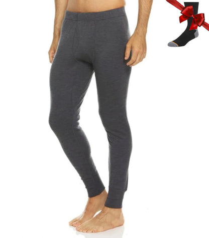 100% Merino Wool Men Base Layer Bottom Pants Merino Wool Thermal Underwear Pants Leggings Long Johns Warm Baselayer Bottom+Socks