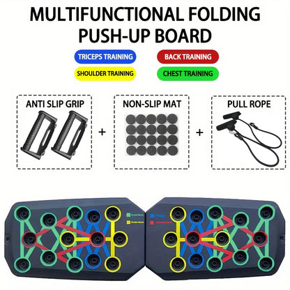 Portable Foldable Push-up Board Set with Ergonomic Handles – Versatile Fitness Tool Targeting Chest, Abdominal